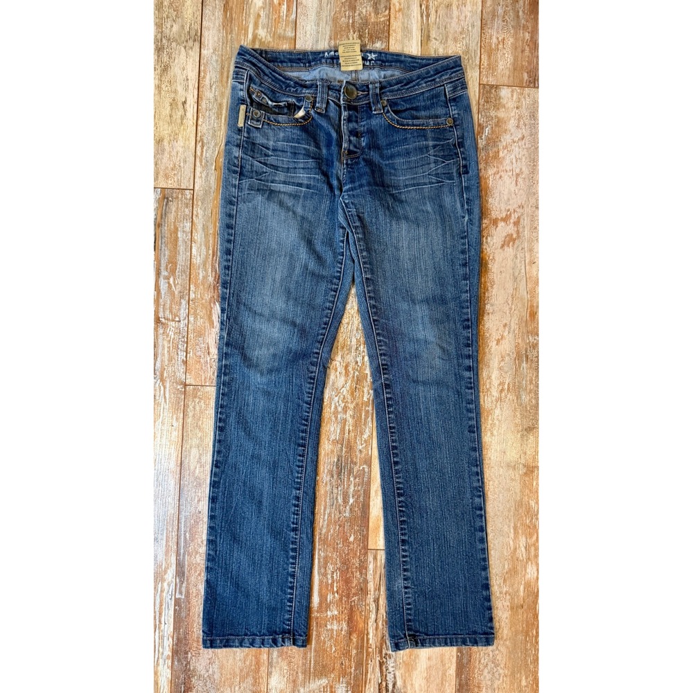 American Flavour Womens Straight Leg Jeans Blue Medium Wash Button Fly Size 9/10
